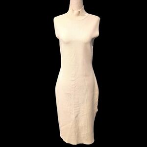 House of Harlow 1960 Cream Sleeveless Ribbed Dress,  Size Medium